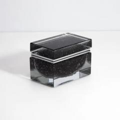 Hand Blown Murano Glass Box in Black with Bubbles and Chrome Fittings - 3850403