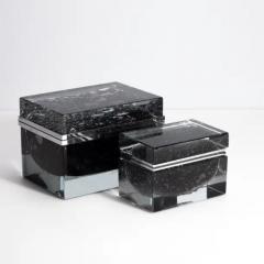 Hand Blown Murano Glass Box in Black with Bubbles and Chrome Fittings - 3850404