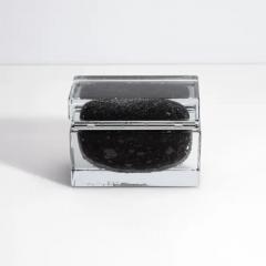 Hand Blown Murano Glass Box in Black with Bubbles and Chrome Fittings - 3850457