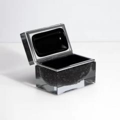 Hand Blown Murano Glass Box in Black with Bubbles and Chrome Fittings - 3850460