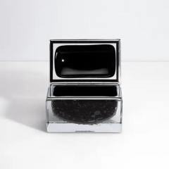 Hand Blown Murano Glass Box in Black with Bubbles and Chrome Fittings - 3850462