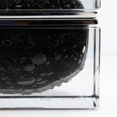 Hand Blown Murano Glass Box in Black with Bubbles and Chrome Fittings - 3850465