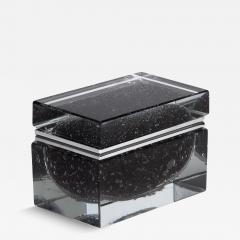 Hand Blown Murano Glass Box in Black with Bubbles and Chrome Fittings - 3858161