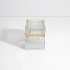 Hand Blown Murano Glass Box in Crystal with Bubbles and Brass Fittings - 3850371