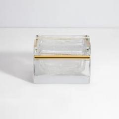 Hand Blown Murano Glass Box in Crystal with Bubbles and Brass Fittings - 3850377