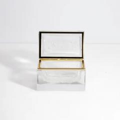 Hand Blown Murano Glass Box in Crystal with Bubbles and Brass Fittings - 3850440