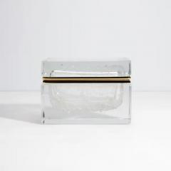 Hand Blown Murano Glass Box in Crystal with Bubbles and Brass Fittings - 3850442