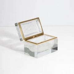 Hand Blown Murano Glass Box in Crystal with Bubbles and Brass Fittings - 3850444