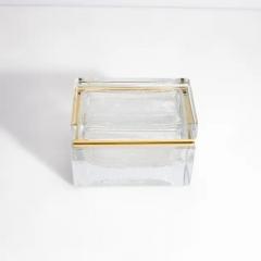 Hand Blown Murano Glass Box in Crystal with Bubbles and Brass Fittings - 3850448