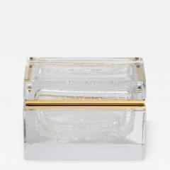 Hand Blown Murano Glass Box in Crystal with Bubbles and Brass Fittings - 3858158