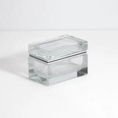 Hand Blown Murano Glass Box in Crystal with Bubbles and Chrome Fittings - 3850405