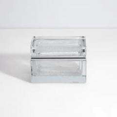 Hand Blown Murano Glass Box in Crystal with Bubbles and Chrome Fittings - 3850406
