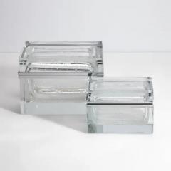 Hand Blown Murano Glass Box in Crystal with Bubbles and Chrome Fittings - 3850409