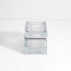 Hand Blown Murano Glass Box in Crystal with Bubbles and Chrome Fittings - 3850411