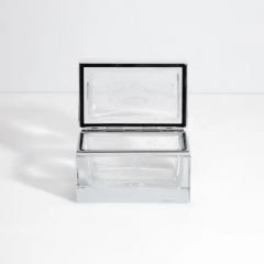 Hand Blown Murano Glass Box in Crystal with Bubbles and Chrome Fittings - 3850459