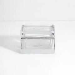 Hand Blown Murano Glass Box in Crystal with Bubbles and Chrome Fittings - 3850463