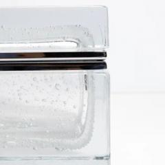 Hand Blown Murano Glass Box in Crystal with Bubbles and Chrome Fittings - 3850467
