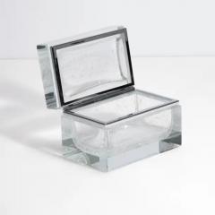 Hand Blown Murano Glass Box in Crystal with Bubbles and Chrome Fittings - 3850468