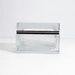 Hand Blown Murano Glass Box in Crystal with Bubbles and Chrome Fittings - 3850470