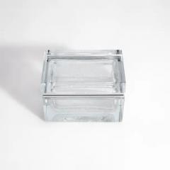 Hand Blown Murano Glass Box in Crystal with Bubbles and Chrome Fittings - 3850486