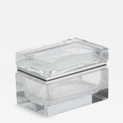 Hand Blown Murano Glass Box in Crystal with Bubbles and Chrome Fittings - 3858162