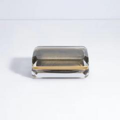Hand Blown Murano Glass Box in Grey W 24 Karat Gold Flecks - 3854379