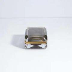 Hand Blown Murano Glass Box in Grey W 24 Karat Gold Flecks - 3854381