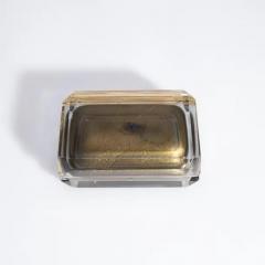 Hand Blown Murano Glass Box in Grey W 24 Karat Gold Flecks - 3854436
