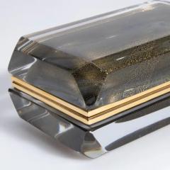 Hand Blown Murano Glass Box in Grey W 24 Karat Gold Flecks - 3854442
