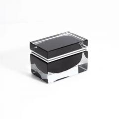 Hand Blown Murano Glass Box in Onyx Black with Chrome Fittings - 3850548