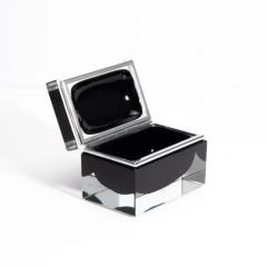 Hand Blown Murano Glass Box in Onyx Black with Chrome Fittings - 3850583