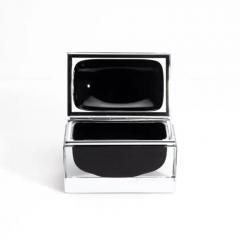 Hand Blown Murano Glass Box in Onyx Black with Chrome Fittings - 3850584