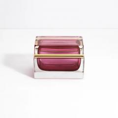 Hand Blown Murano Glass Box in Ruby with Brass Fittings - 3850443