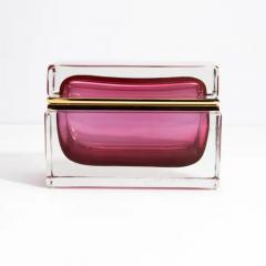 Hand Blown Murano Glass Box in Ruby with Brass Fittings - 3850445