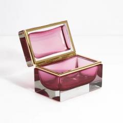 Hand Blown Murano Glass Box in Ruby with Brass Fittings - 3850449