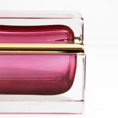 Hand Blown Murano Glass Box in Ruby with Brass Fittings - 3850458