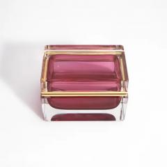 Hand Blown Murano Glass Box in Ruby with Brass Fittings - 3850482