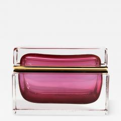 Hand Blown Murano Glass Box in Ruby with Brass Fittings - 3858159