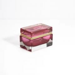 Hand Blown Murano Glass Box in Ruby with Brass Fittings - 3879471