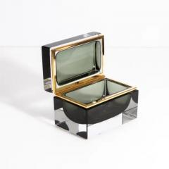 Hand Blown Murano Glass Box in Titanio with Brass Fittings - 3854321