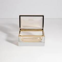 Hand Blown Murano Glass Box with 24 Karat Gold Flecks and Brass Fittings - 3852417