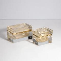 Hand Blown Murano Glass Box with 24 Karat Gold Flecks and Brass Fittings - 3852464