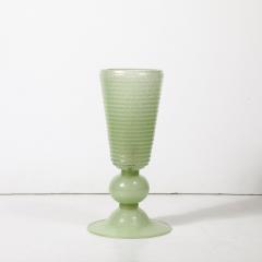 Hand Blown Murano Glass Smoked Jade Pulegoso Art Deco Style Uplight Table Lamps - 4265855