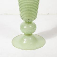 Hand Blown Murano Glass Smoked Jade Pulegoso Art Deco Style Uplight Table Lamps - 4265857