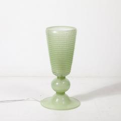 Hand Blown Murano Glass Smoked Jade Pulegoso Art Deco Style Uplight Table Lamps - 4265858