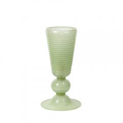 Hand Blown Murano Glass Smoked Jade Pulegoso Art Deco Style Uplight Table Lamps - 4265866