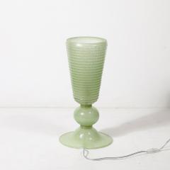 Hand Blown Murano Glass Smoked Jade Pulegoso Art Deco Style Uplight Table Lamps - 4265869