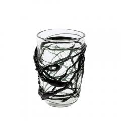 Hand Blown Murano Glass Vases with Organic Viridian Green Sculptural Striations - 4231268