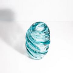 Hand Blown Murano Gomitolo Vase in Aqua Blue Medium - 3854209