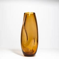 Hand Blown Murano Indented Vase in Amber - 3851079